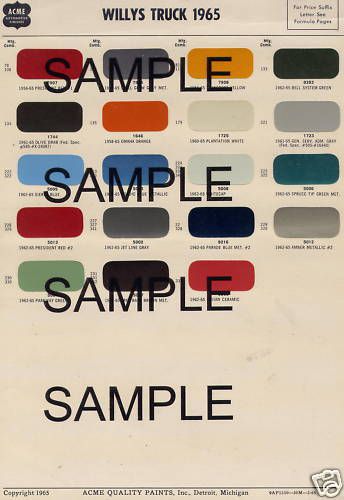 1964 1965 1966 1967 1968 gmc trucks paint chips 6768 acme 9