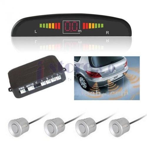 Reversing parking sensor car vehicle 4 sensors audio buzzer alarm system silver