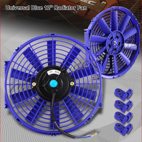 1 x 12&#034; blue electric slim push pull engine bay cooling radiator fan universal 1