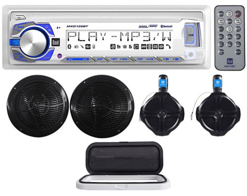 Dual mxd135bt marine/boat digital media receiver+(2) 8&#034;+(2) wakeboard speakers