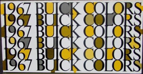 1967 buick full line color paint chips sales brochure original nice