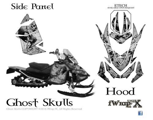 Ski-doo sled wrap rev xp mxz 2008-2013 sled decal kit ghost skulls