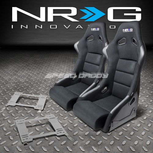 Nrg fiberglass bucket racing seats+t304 steel mount bracket for 00-05 eclipse 3g