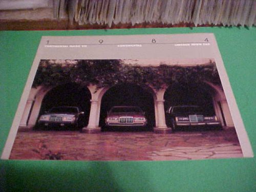 1984 lincoln town car &amp; continental &amp; mark vii automobile dealers sales brochure