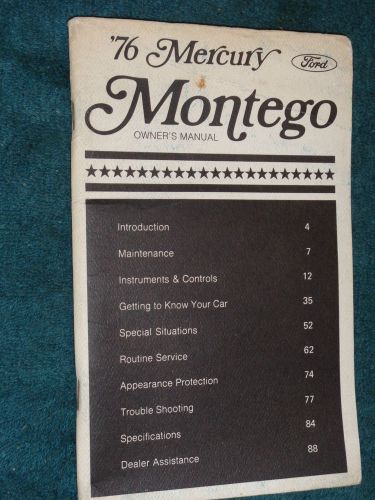 1976 mercury montego owner&#039;s manual / nice original!!!