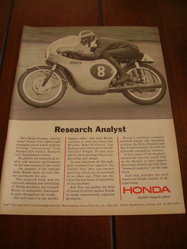 1966 honda cafe racer road race grand prix  ***original vintage ad***