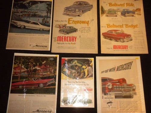 Mercury magazine page advertisments nice vintage lot 40&#039;s 50&#039;s 60&#039;s 1946 1951 +