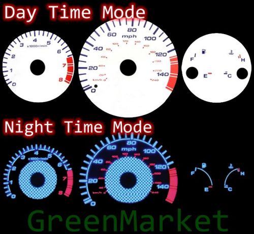 98-02 honda  accord l4 mt white face blue indiglo glow gauges