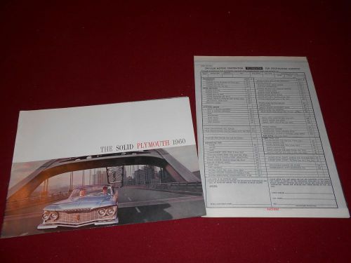 1960 plymouth prestige brochure, catalog plus rare factory car spec schedule x 4