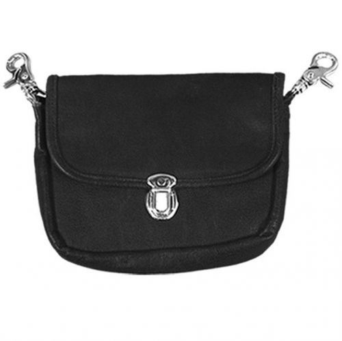Genuine pebble leather classic style belt loop/hip bag solid black leather