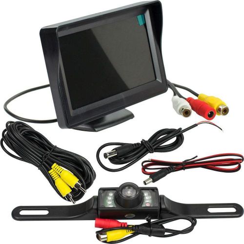 4.3&#034; tft lcd monitor car rear view reverse system night vision backup camera kit