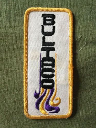 Vintage 70s vertical gld/blk/prple bultaco motorcycle arm patch nc spanish