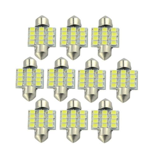 10pcs 31mm 12 led smd festoon dome light lamp car bulbs white 3021 3022 de3175