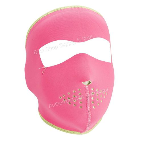 Zan headgear wnfm401, neoprene full mask, reverse to lime green, pink facemask