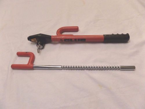 The club anti-theft vehicle security steering wheel lock, red, used, with key