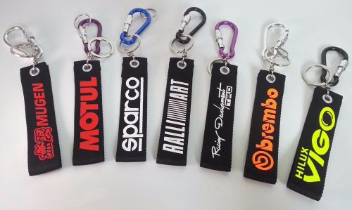 Carabiner key fob strap keychain keyring racing logo fabric wrist pants backpac