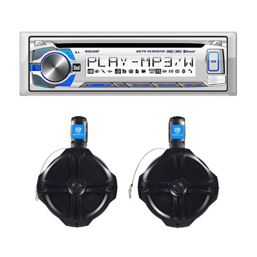 Dual mxd420bt marine stereo/receiver+(2) rockville 8&#034; marine wakeboard speakers