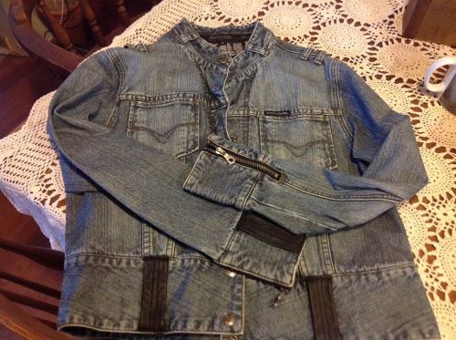 Womens size xl harley davidson denim jacket with faux leather trim