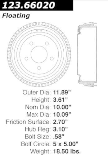 Centric parts 123.66020 rear brake drum