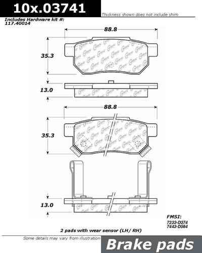 Centric 105.03741 brake pad or shoe, rear