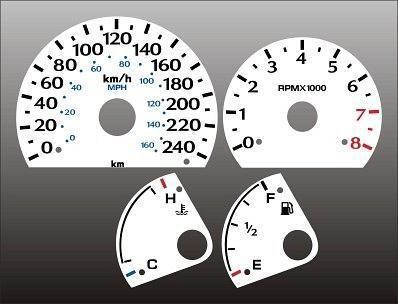 1995-1999 dodge neon metric kph kmh instrument cluster white face gauges 