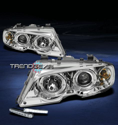 00-03 bmw e46 3 series 2dr/01+ m3 halo clear projector head light+drl led signal