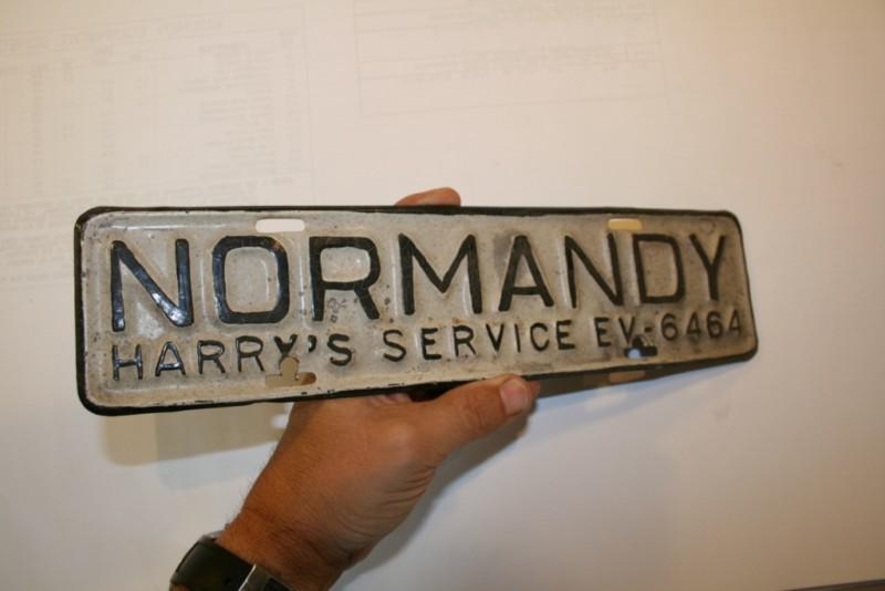 Normandy license plate topper (harry's service vintage 1940's wwii)