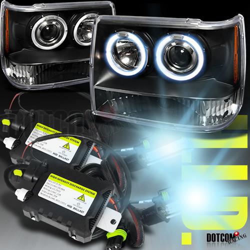 93-98 grand cherokee halo h3 hid slim xenon lamps projector headlights black