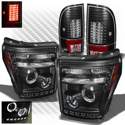 11-13 f2/3/450 black halo projector headlights + philips-led perform tail lights