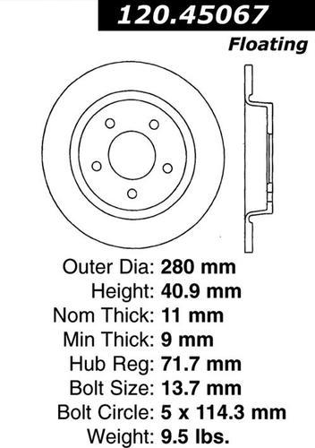 Centric 125.45067 rear brake rotor/disc-high carbon rotor