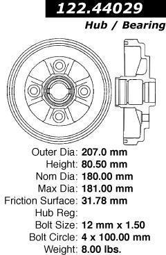 Centric 122.44029 rear brake drum-premium drum