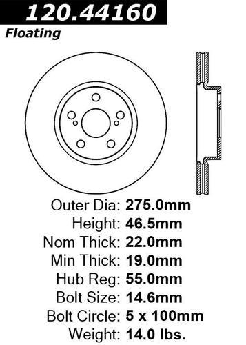 Centric 120.44160 front brake rotor/disc-premium rotor-preferred