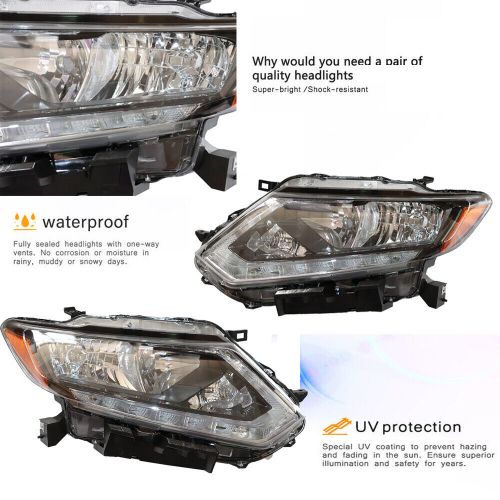 For 2014-2016 nissan rouge halogen headlights assembly head lamps left+right