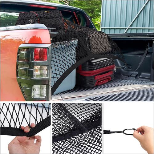 Bungee cargo net stretch 4&#039;x4&#039; to 7&#039;x7&#039; for trailer pickup truck rooftop black