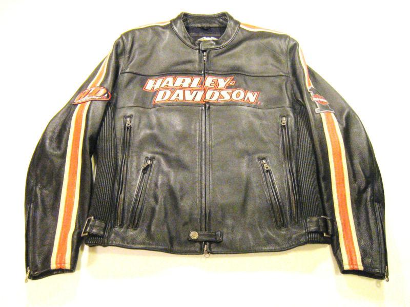 Harley davidson leather motorcycle jacket large  lg race inspired torque model