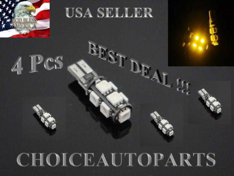 4x t10 5050 w5w 168 194 501 9smd canbus yellow car led light bulbs turn signal