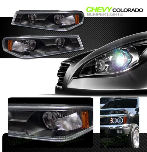 Black amber turn signal parking bumper corner lights for 04-12 colorado/canyon