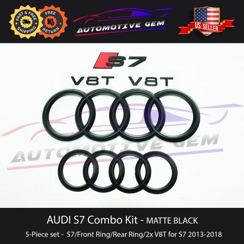 Audi s7 emblem black front grille rear trunk ring v8t badge set 2013-2023