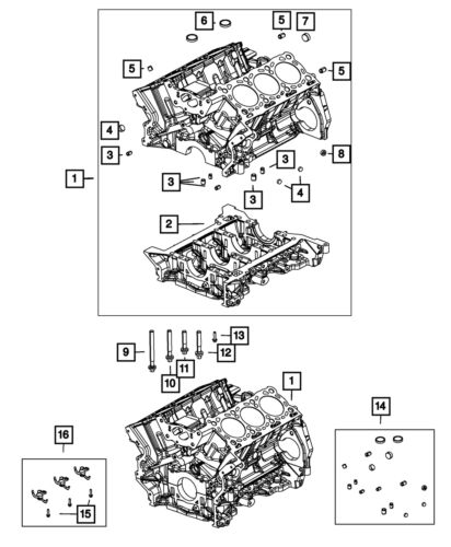 Genuine mopar engine cylinder block rl147089ab