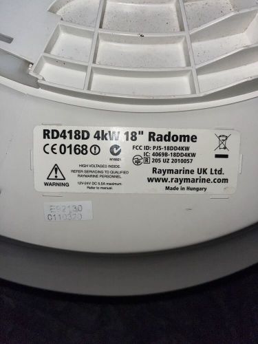 Raymarine rd418d 4kw 18&#034; digital radome pre-owned.  tested by met  (no cable)