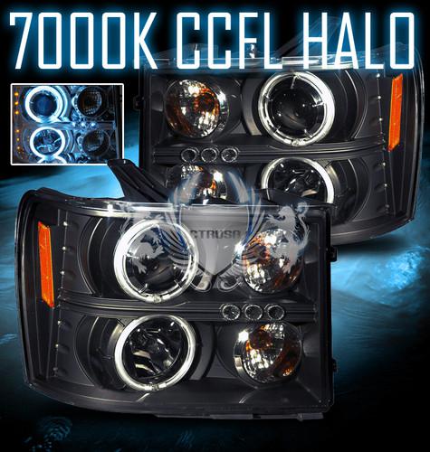 Gmc 07-10 sierra 1500/2500/08-10 3500 dual ccfl halo projector black headlights