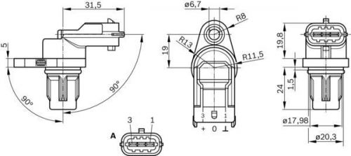 Camshaft position sensor fits iveco daily mk5 2.3d 11 to 14 bosch 0000504048261