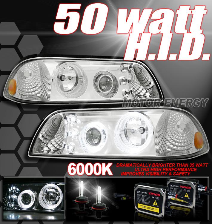 87-93 ford mustang halo projector headlight+50w hid set