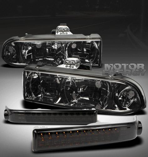 1998-2004 chevy s10/blazer pickup truck smoke crystal head light+led bumper lamp