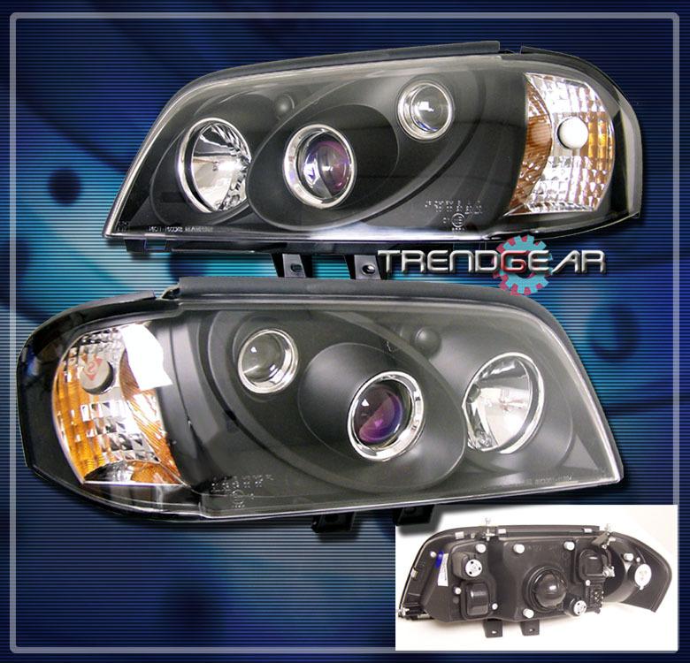 94-00 mercedes-benz w202 c-class projector headlights lamps black 95 96 97 98 99