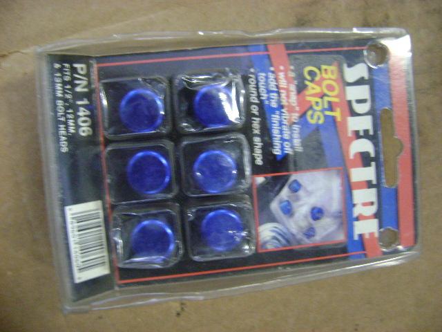 Harley spectre bolt head covers blue 1/2" 12mm 13mm caps 1406