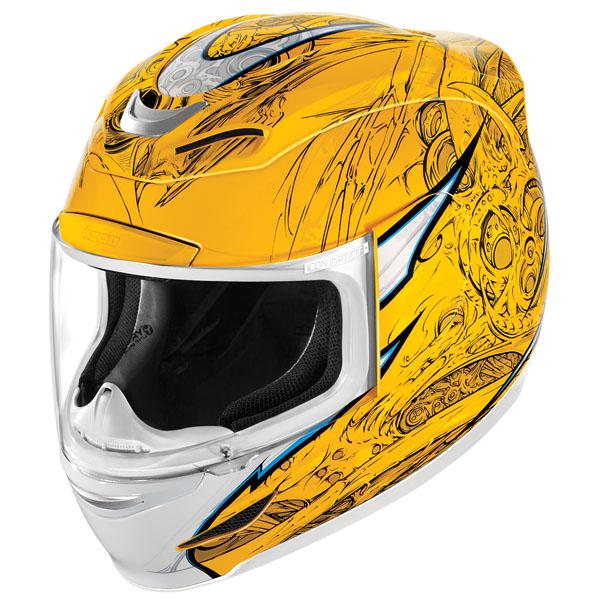 Icon airmada sportbike sb1 yellow full face motorcycle helmet