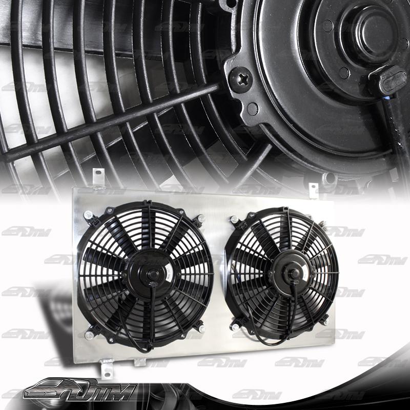 89-93 nissan 240sx s13 sr engine aluminum radiator cooling fan shroud+black fans