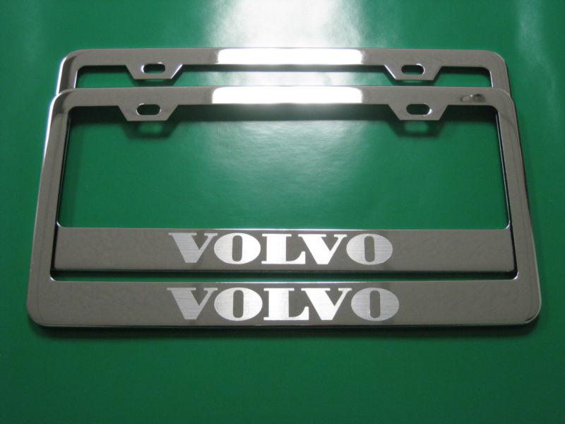 (2) brand new " volvo " chrome metal license plate frame