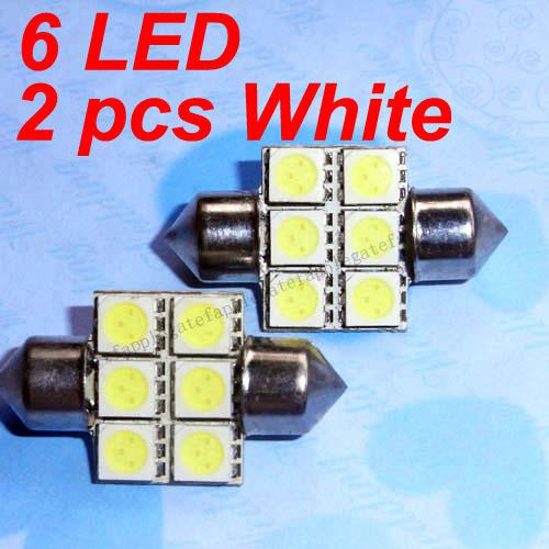 2x car interior dome 6 smd led festoon bulb light 32mm